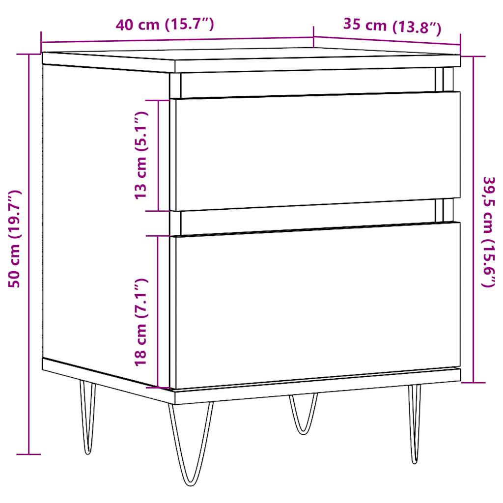 Tables de chevet 2 pcs vieux bois 40x35x50 cm bois d’ingénierie - XIOS