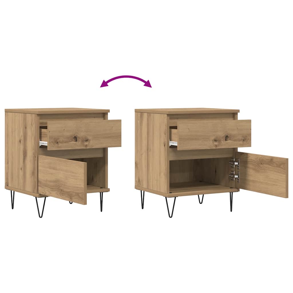 Table de chevet chêne artisanal 40x35x50 cm bois d’ingénierie - XIOS