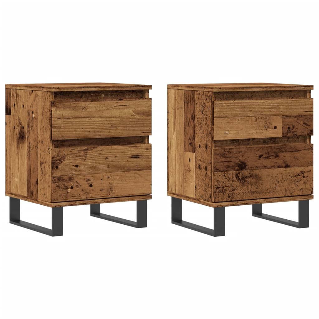 Tables de chevet 2 pcs vieux bois 40x35x50 cm bois d’ingénierie - XIOS