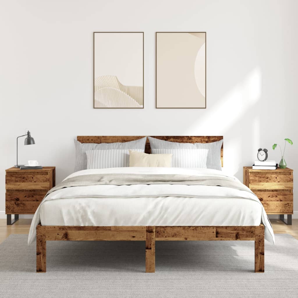 Tables de chevet 2 pcs vieux bois 40x35x50 cm bois d’ingénierie - XIOS