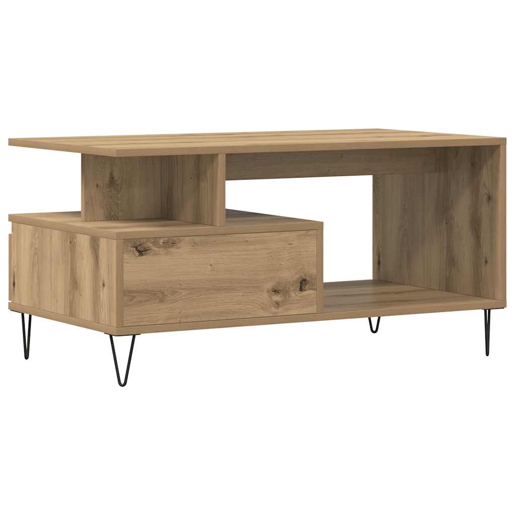 Table basse chêne artisanal 90x49x45 cm bois d'ingénierie - XIOS