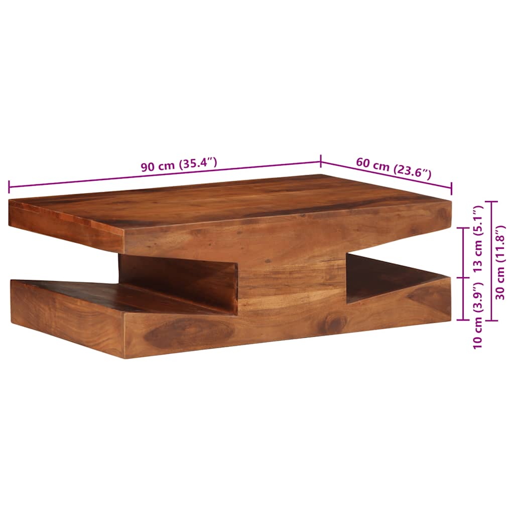 Table basse 90x60x30 cm bois massif d'acacia