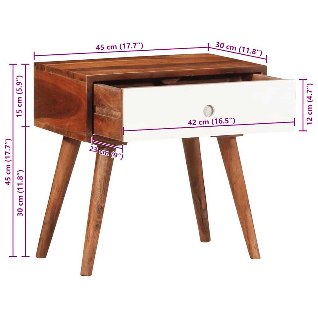 Table d'appoint 45x30x45 cm bois massif d'acacia - XIOS