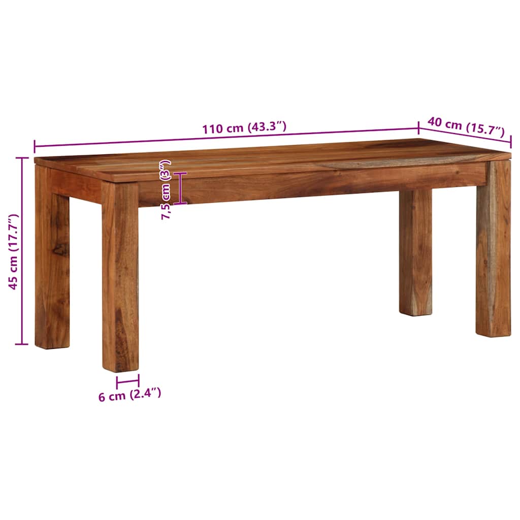 Banc 110 cm bois massif d'acacia - XIOS