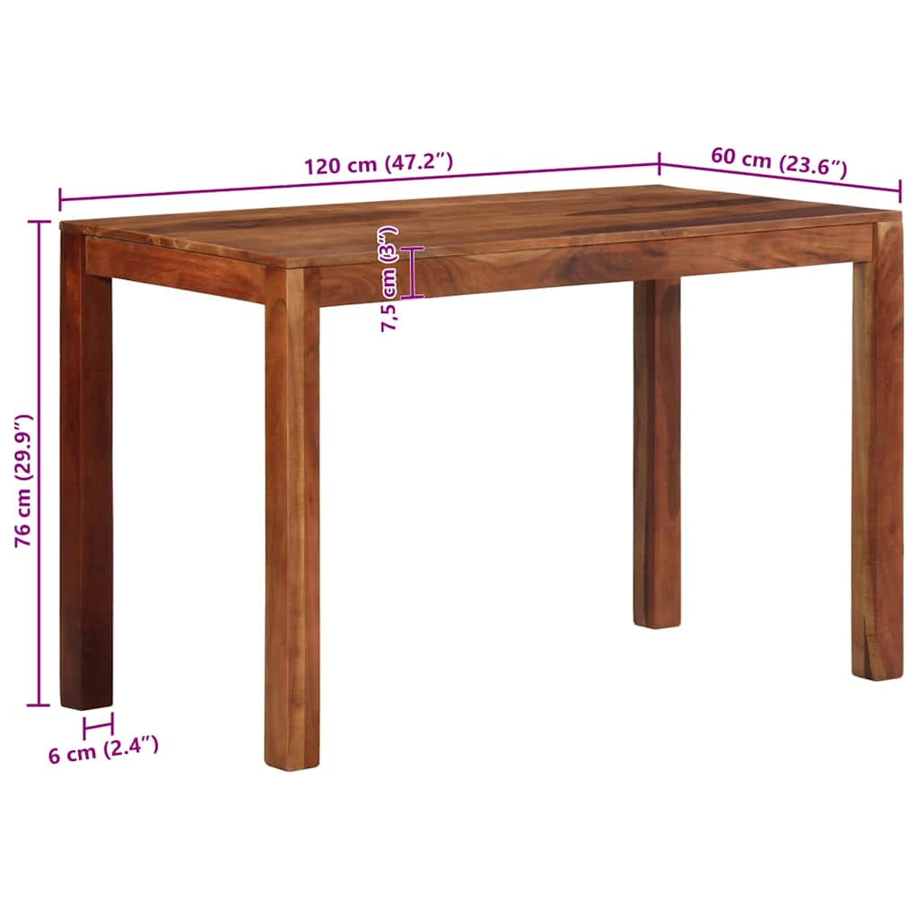 Table à manger 120x60x76 cm bois d'acacia massif