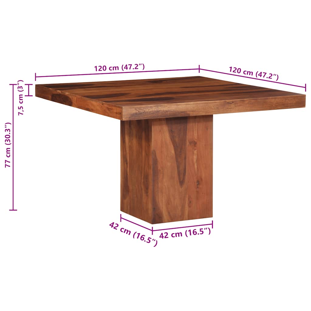 Table à manger 120x120x77 cm bois d'acacia massif