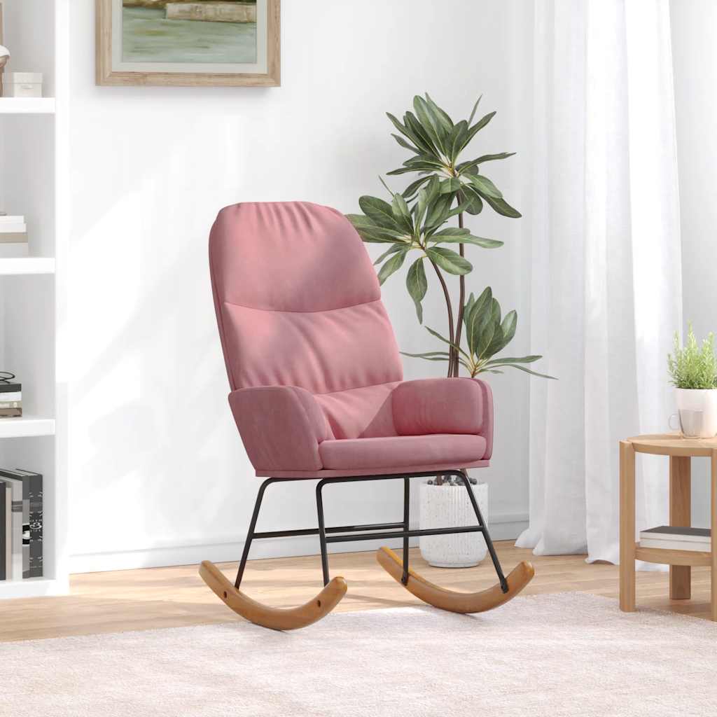 Fauteuil à bascule velours rose - XIOS