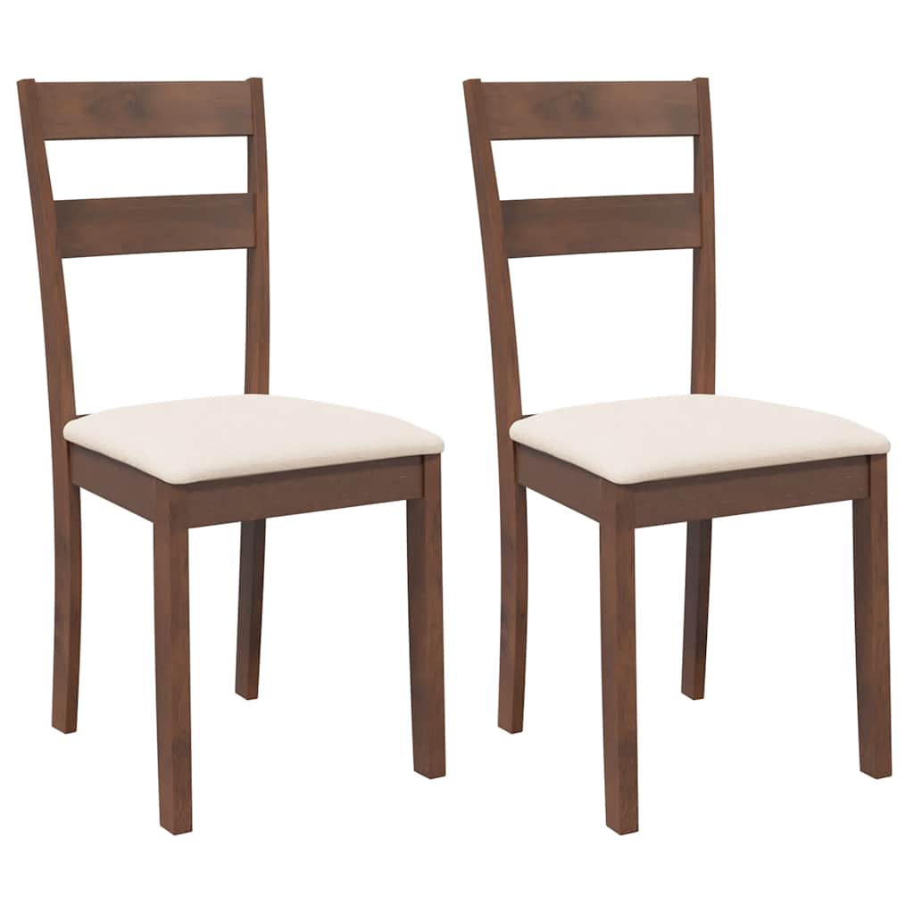 Chaises à manger coussins 2 pcs marron bois massif caoutchouc - XIOS