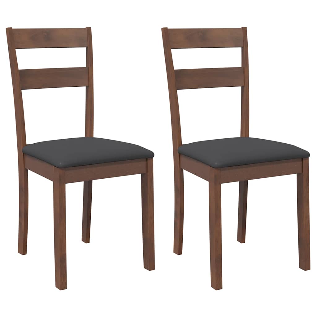 Chaises à manger coussins 2 pcs marron bois massif caoutchouc - XIOS