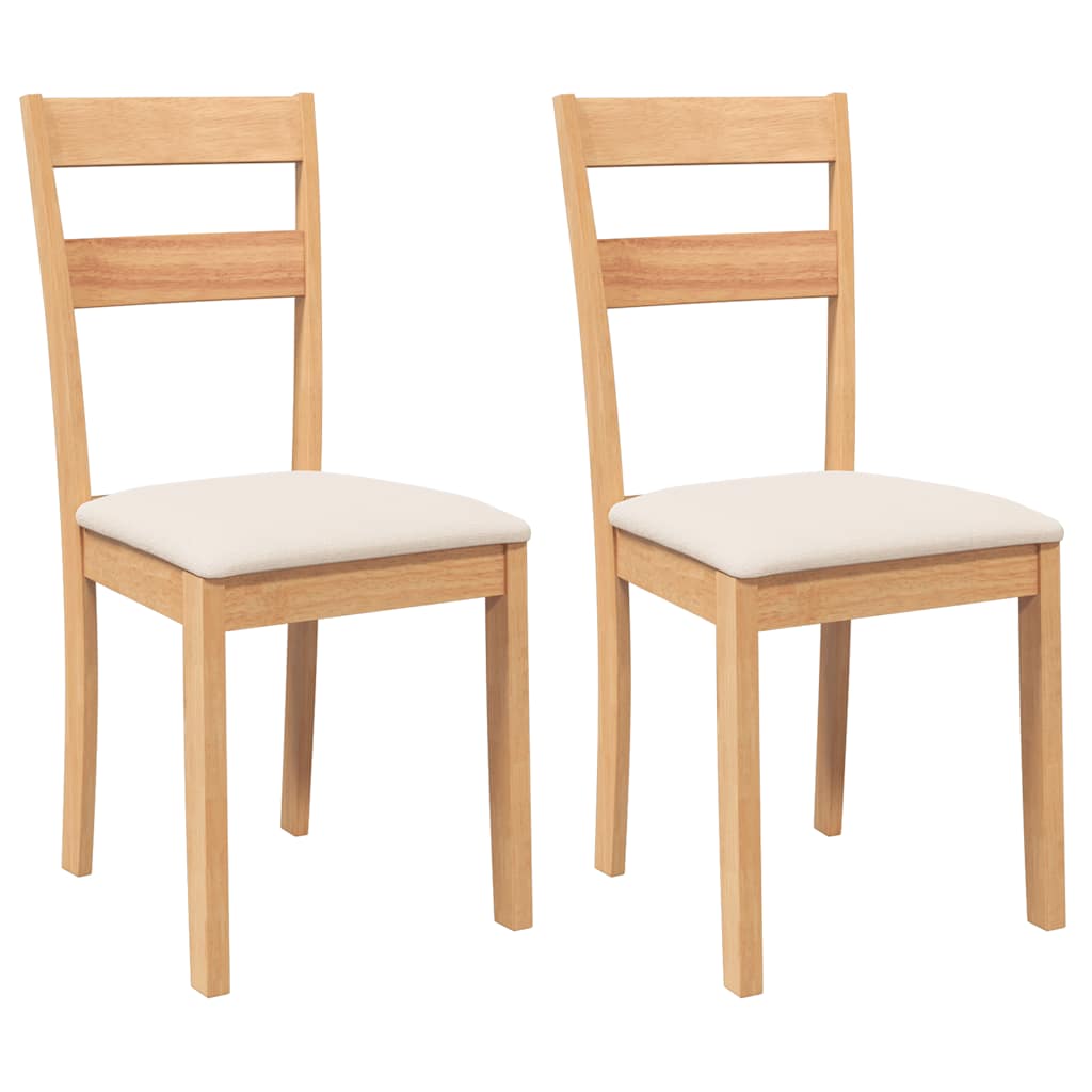Chaises à manger coussins 2 pcs naturel bois massif caoutchouc - XIOS