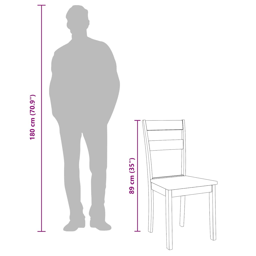 Chaises à manger 2 pcs bois massif naturel caoutchouc - XIOS