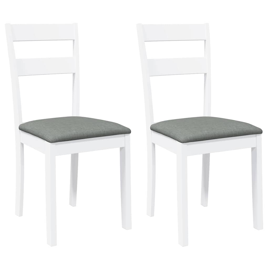 Chaises à manger coussins 2 pcs blanc bois massif caoutchouc - XIOS