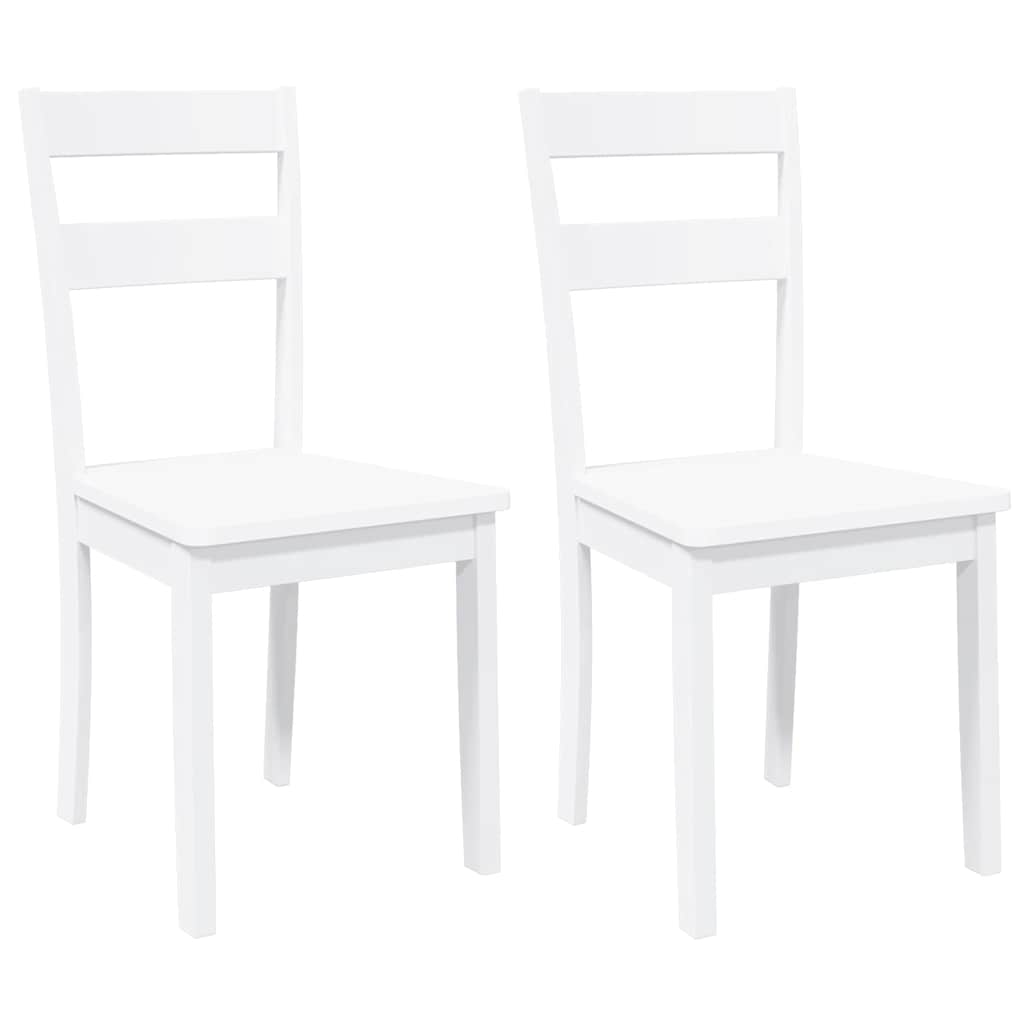 Chaises à manger 2 pcs blanc bois massif caoutchouc - XIOS