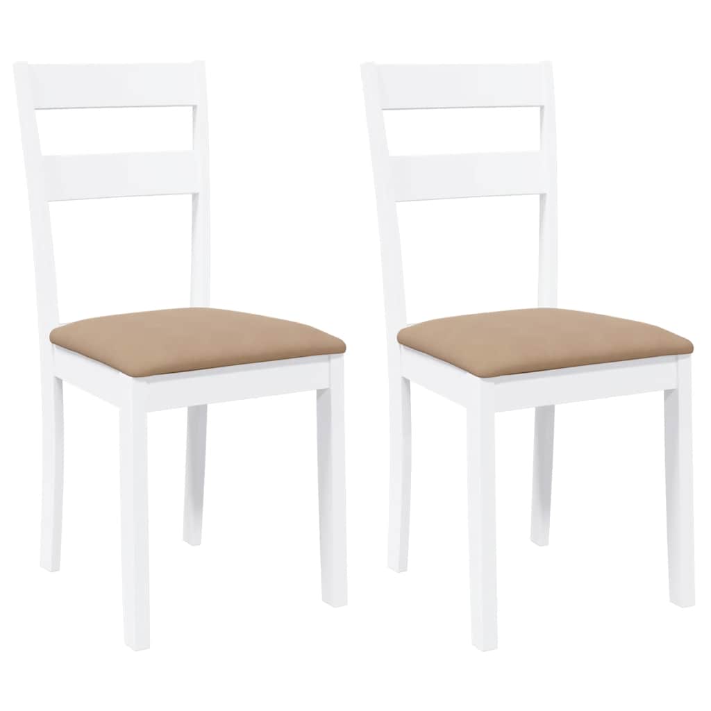 Chaises à manger coussins 2 pcs blanc bois massif caoutchouc - XIOS