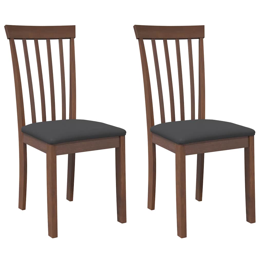 Chaises à manger coussins 2 pcs marron bois massif caoutchouc - XIOS