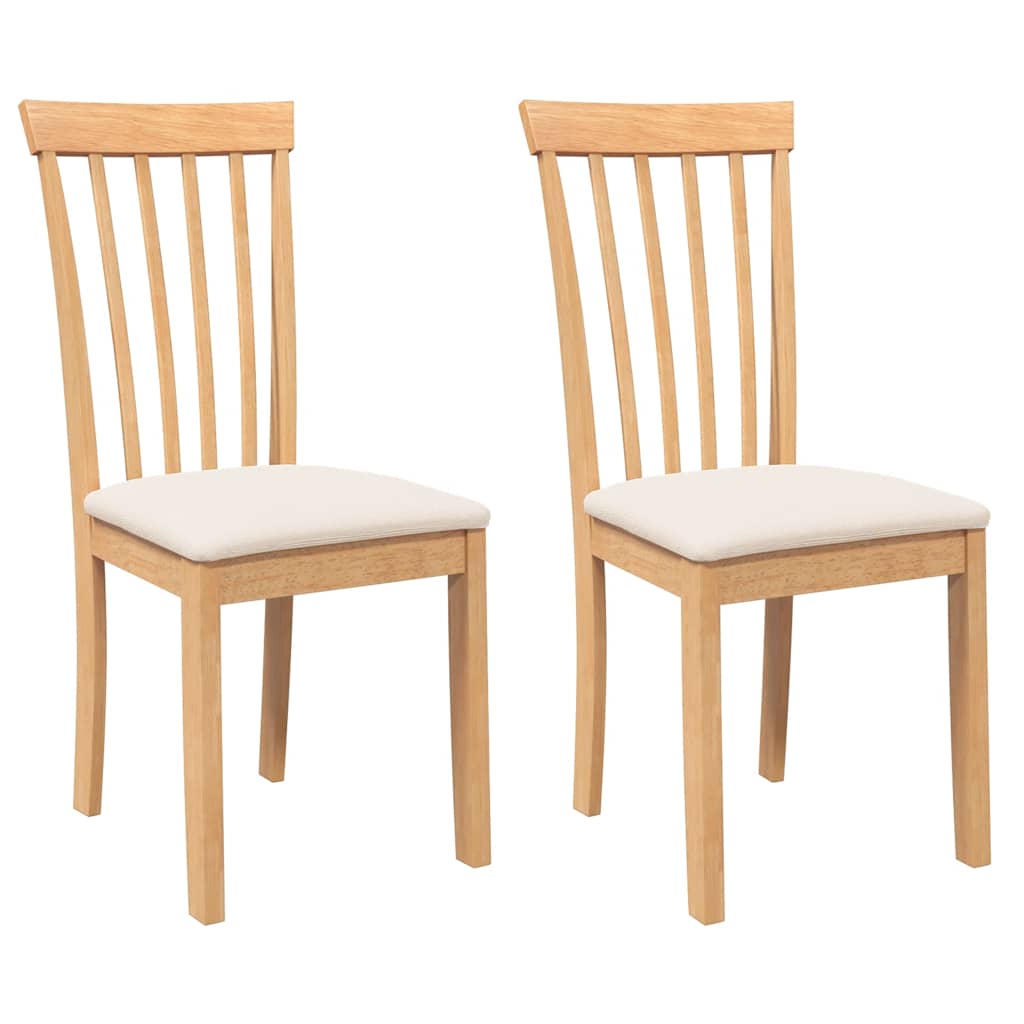 Chaises à manger coussins 2 pcs naturel bois massif caoutchouc - XIOS