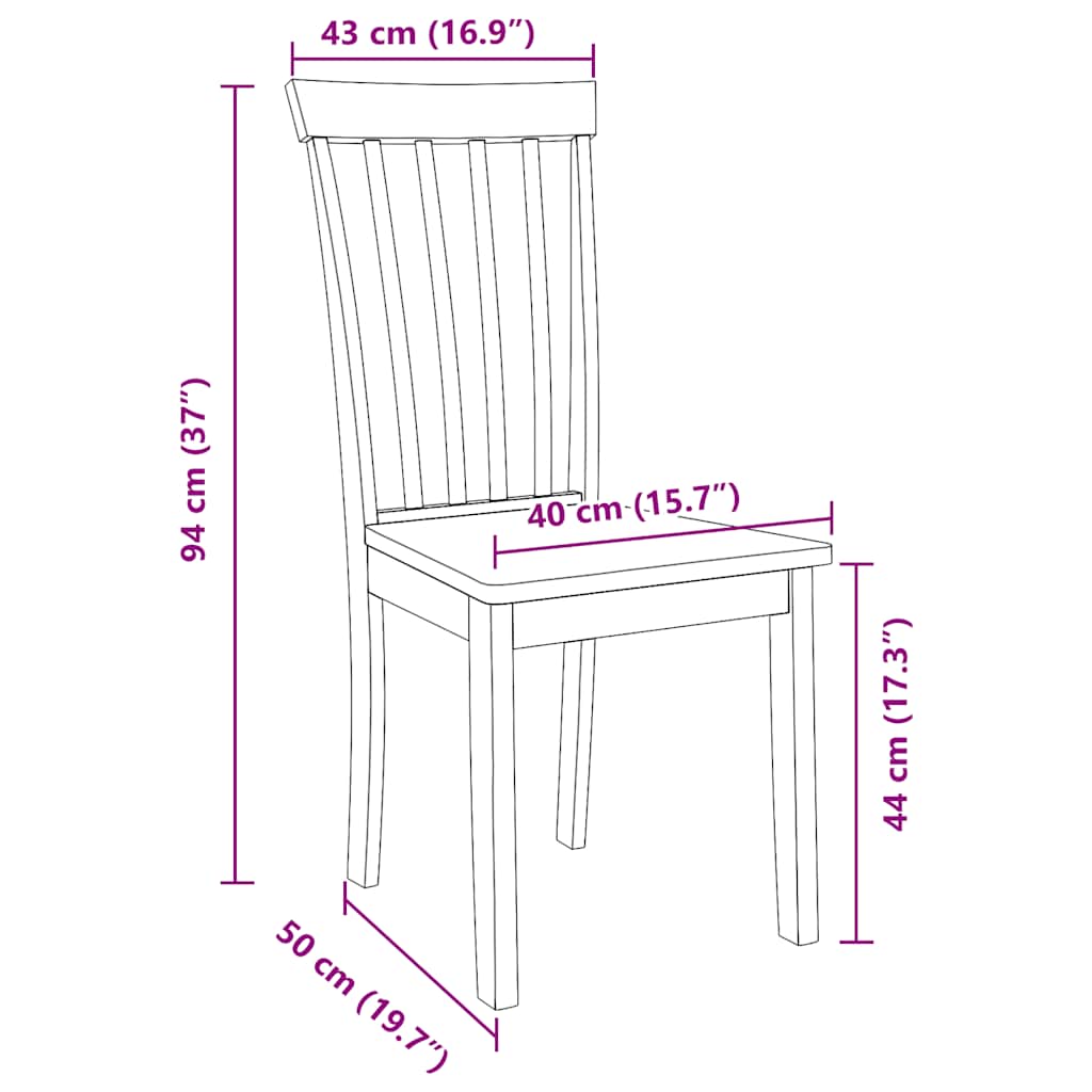 Chaises à manger 2 pcs bois massif naturel caoutchouc - XIOS