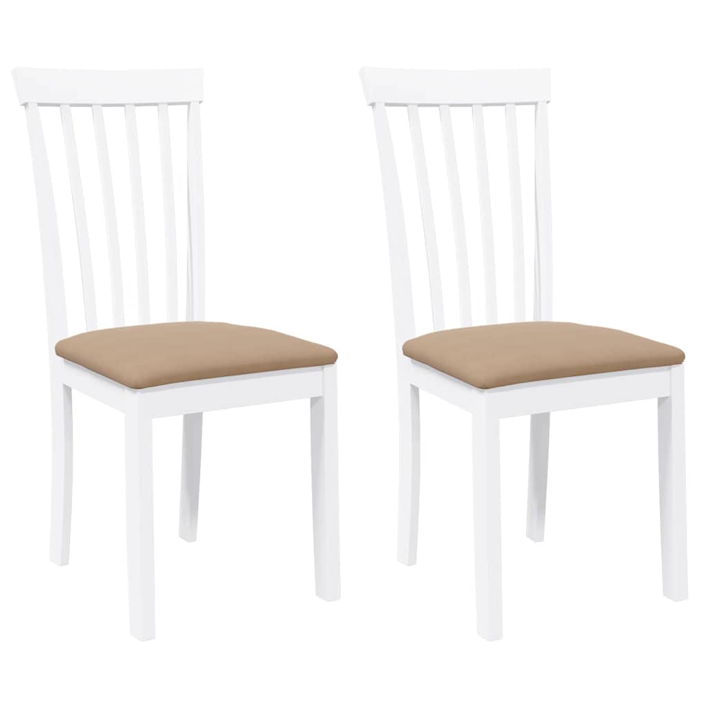 Chaises à manger coussins 2 pcs blanc bois massif caoutchouc - XIOS