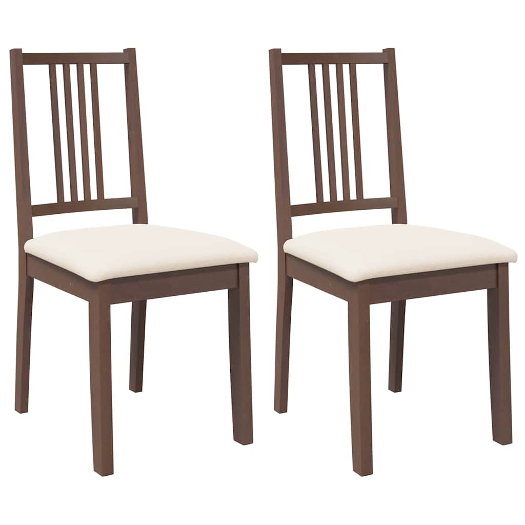 Chaises à manger coussins 2 pcs marron bois massif caoutchouc - XIOS