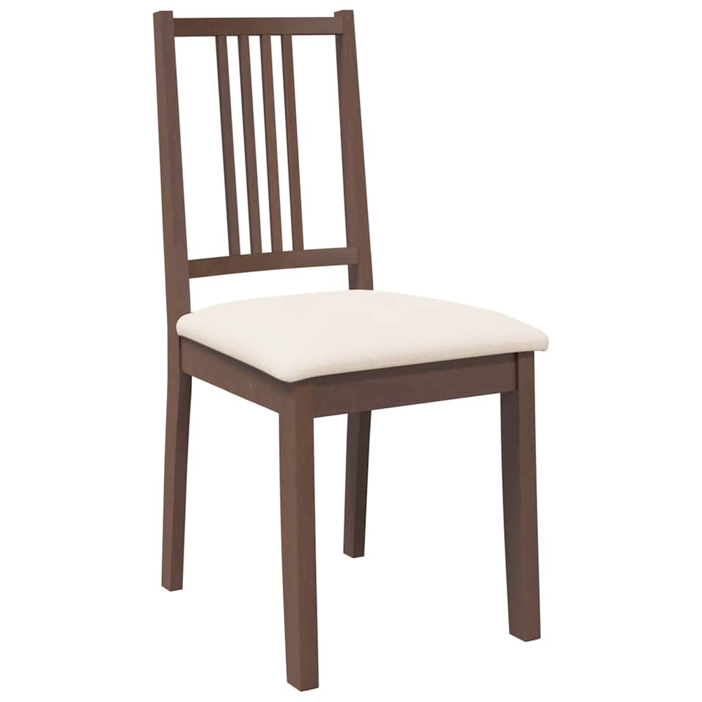 Chaises à manger coussins 2 pcs marron bois massif caoutchouc - XIOS