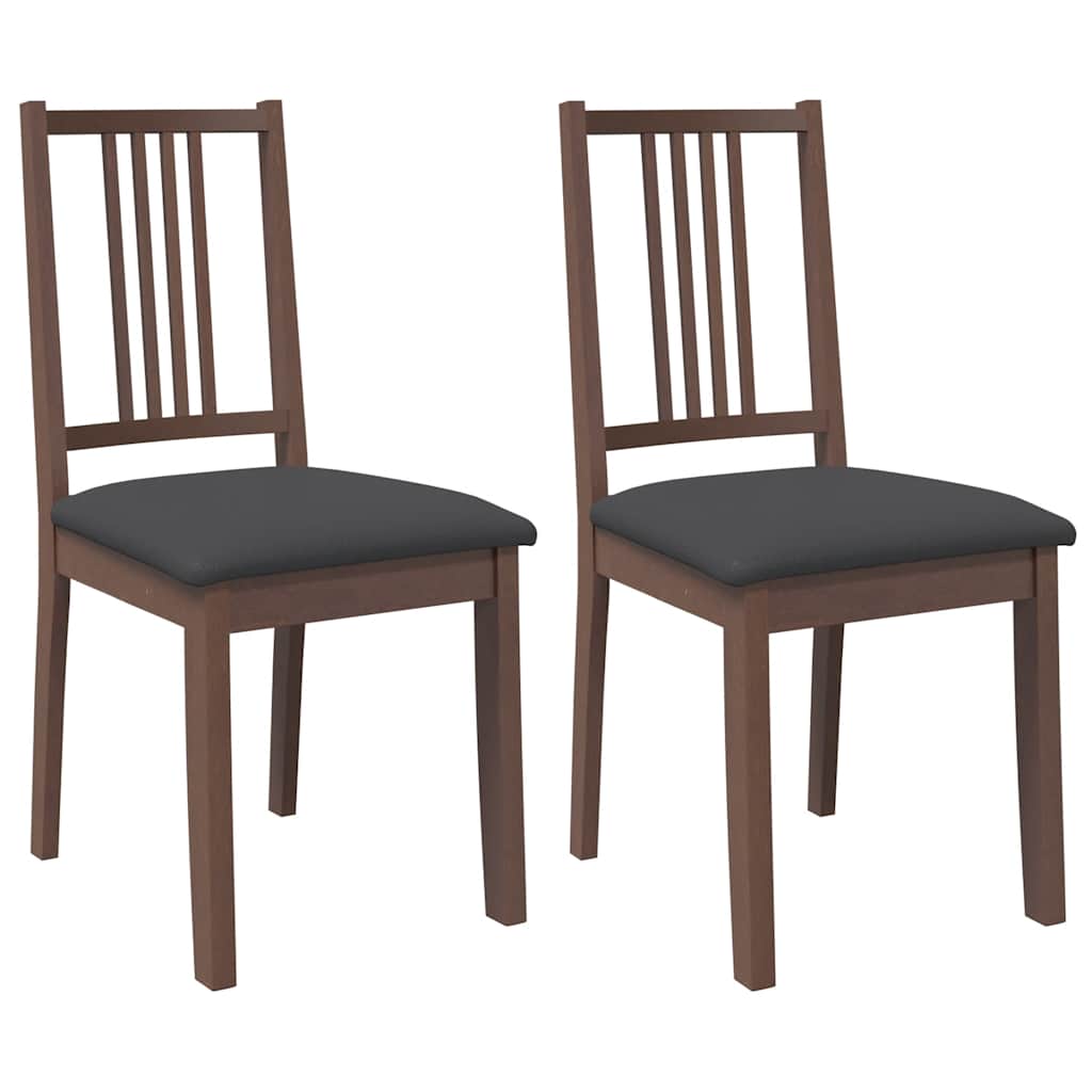 Chaises à manger coussins 2 pcs marron bois massif caoutchouc - XIOS