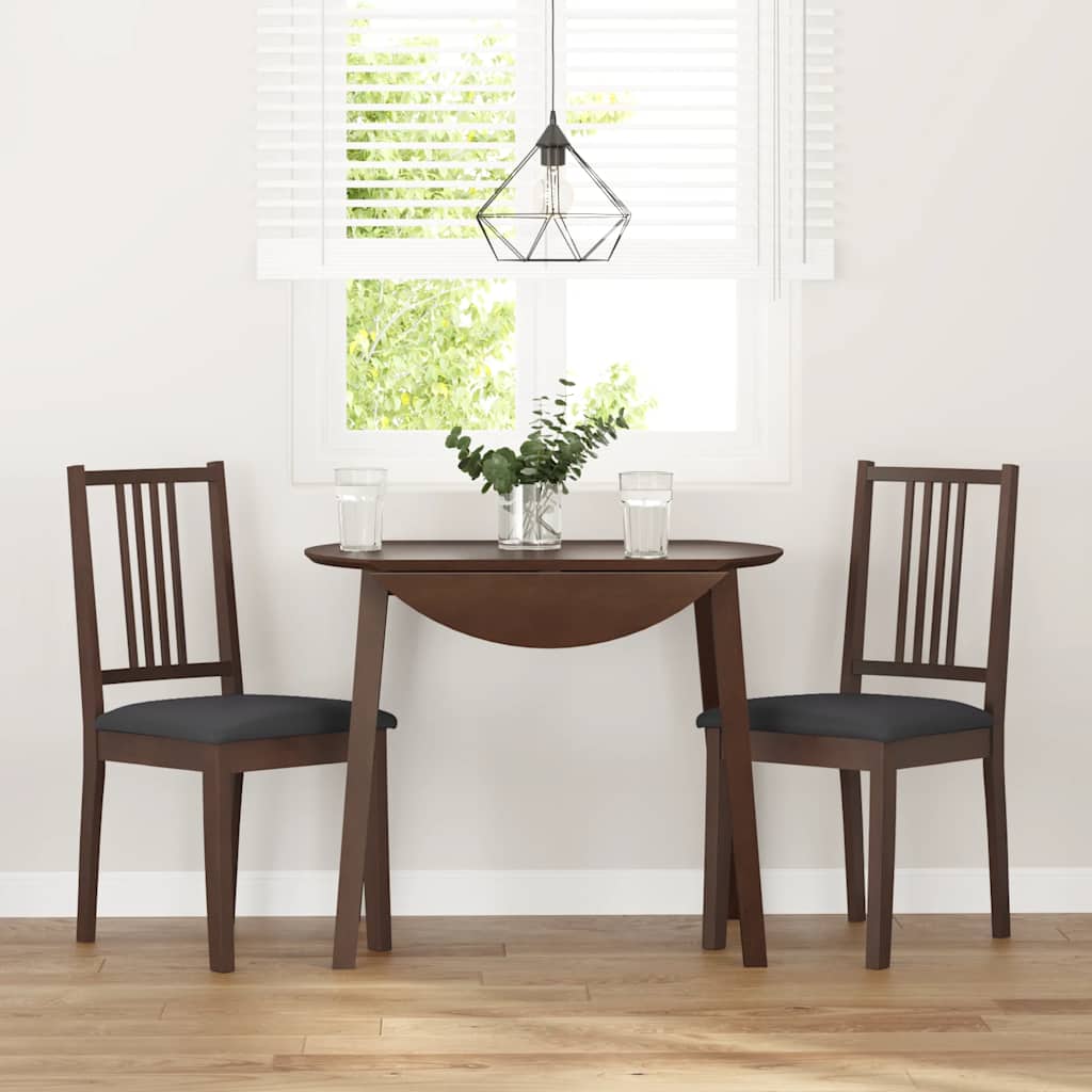 Chaises à manger coussins 2 pcs marron bois massif caoutchouc - XIOS