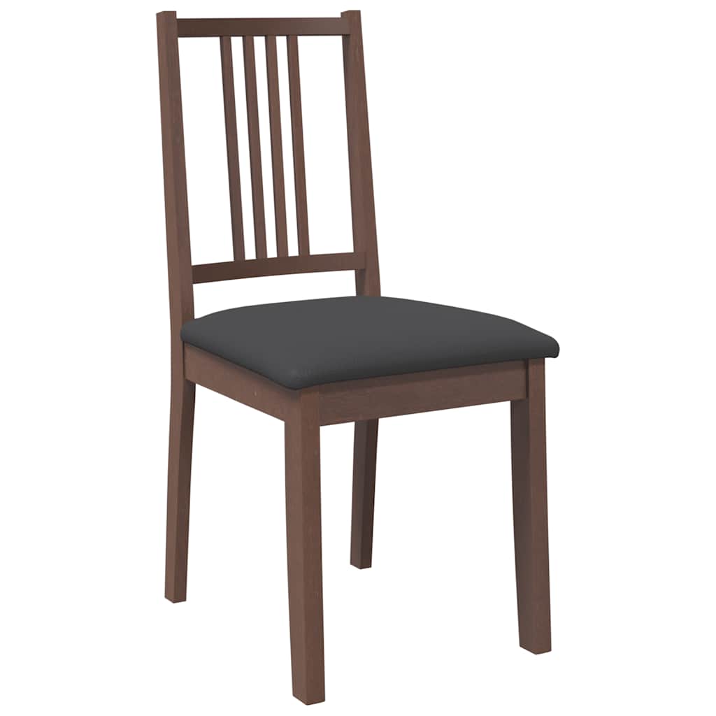 Chaises à manger coussins 2 pcs marron bois massif caoutchouc - XIOS