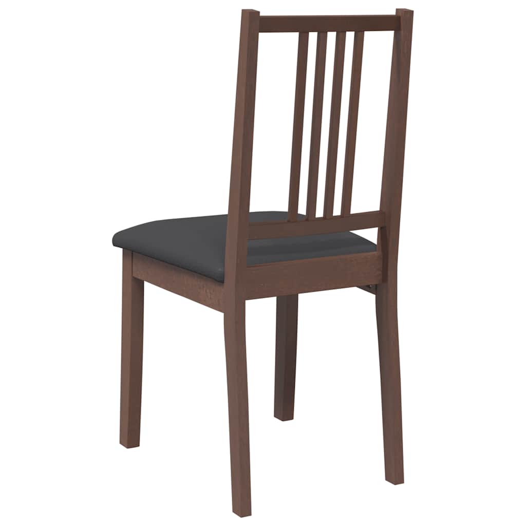 Chaises à manger coussins 2 pcs marron bois massif caoutchouc - XIOS