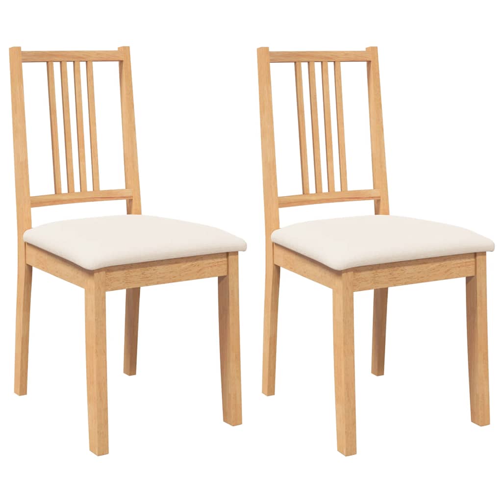 Chaises à manger coussins 2 pcs naturel bois massif caoutchouc - XIOS