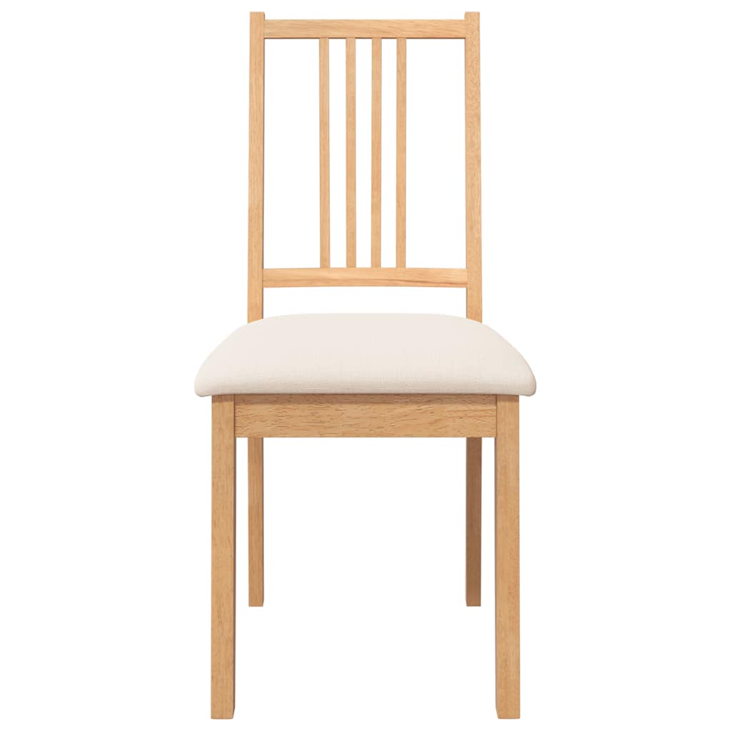 Chaises à manger coussins 2 pcs naturel bois massif caoutchouc - XIOS