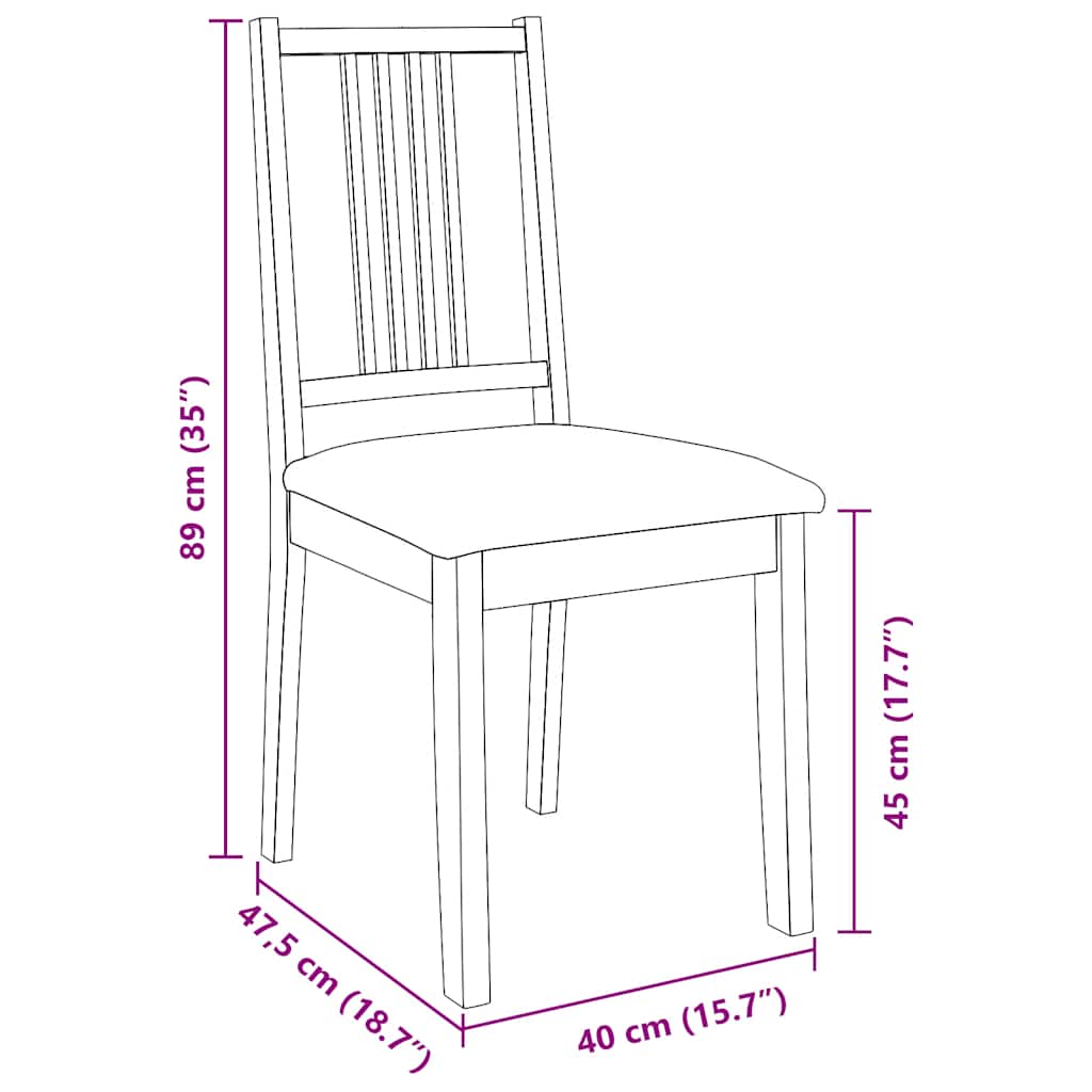 Chaises à manger coussins 2 pcs naturel bois massif caoutchouc - XIOS