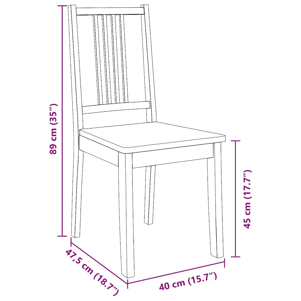 Chaises à manger 2 pcs bois massif naturel caoutchouc - XIOS