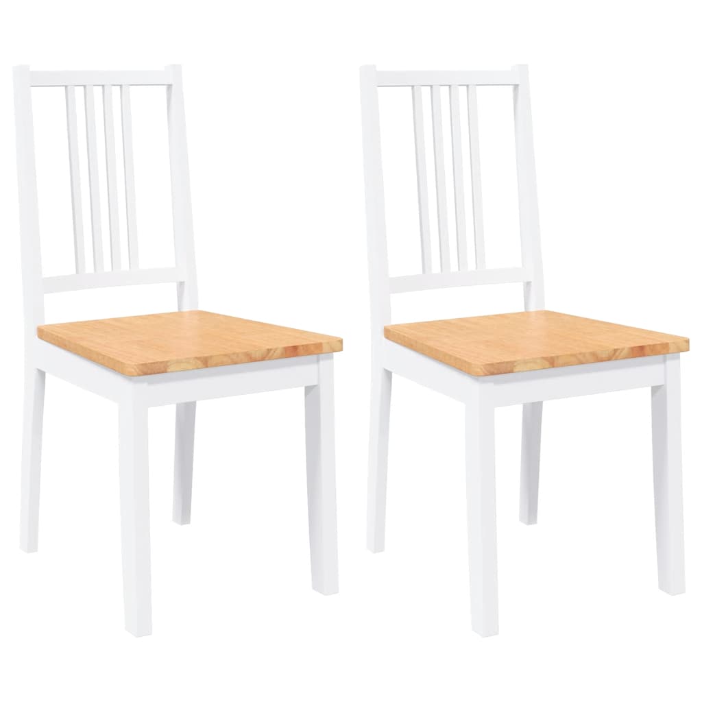 Chaises à manger 2 pcs blanc bois massif caoutchouc - XIOS