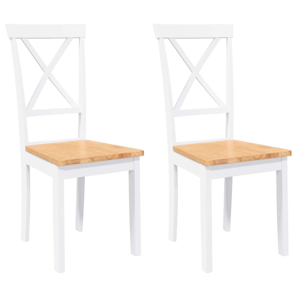 Chaises à manger 2 pcs blanc bois massif caoutchouc - XIOS