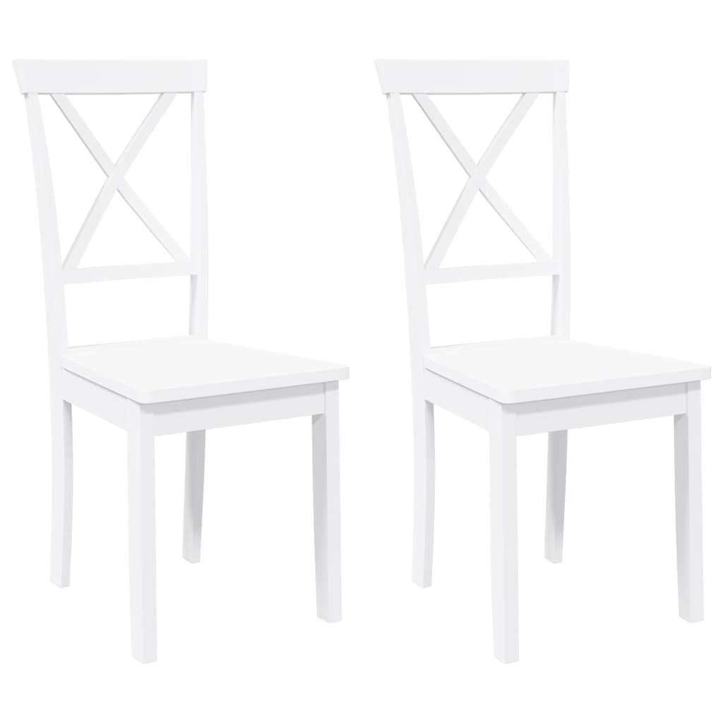 Chaises à manger 2 pcs blanc bois massif caoutchouc - XIOS