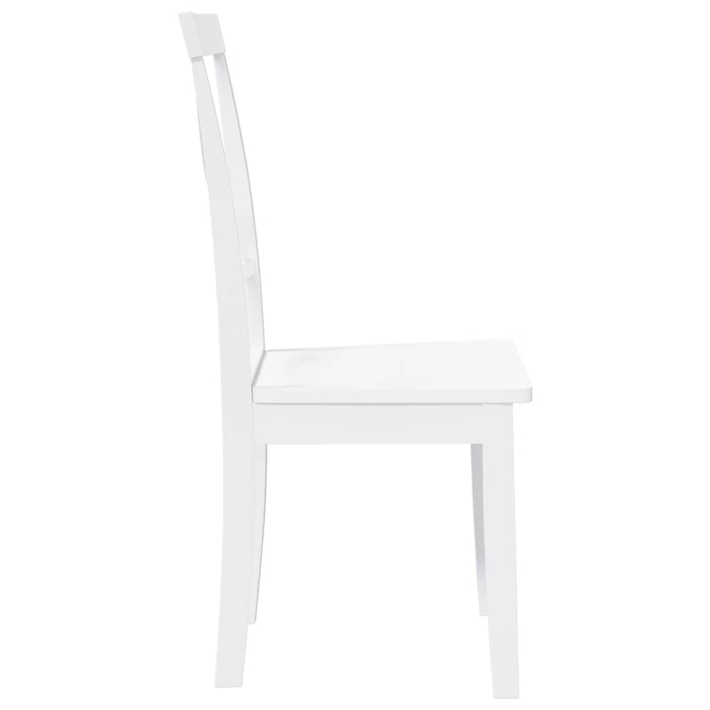 Chaises à manger 2 pcs blanc bois massif caoutchouc