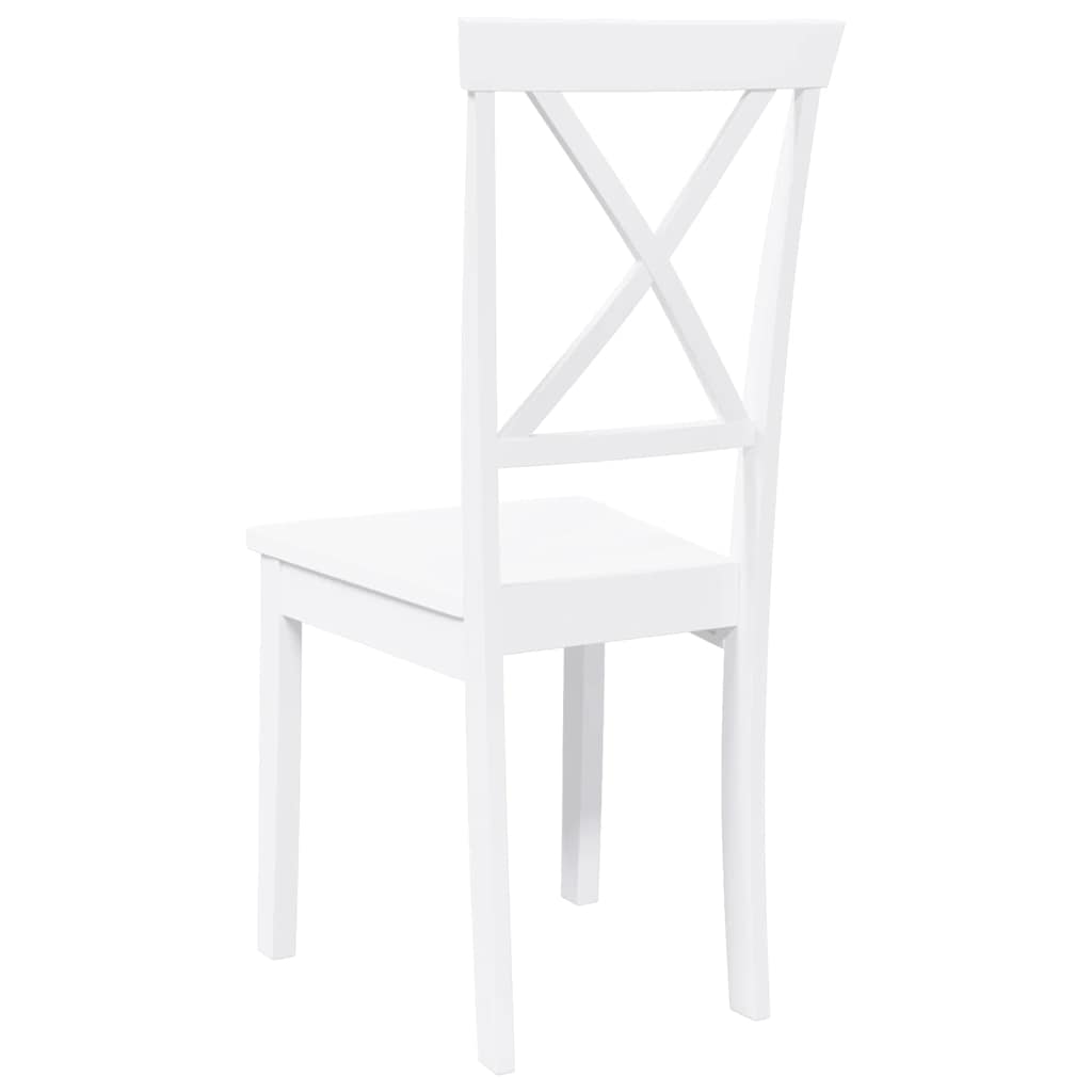 Chaises à manger 2 pcs blanc bois massif caoutchouc
