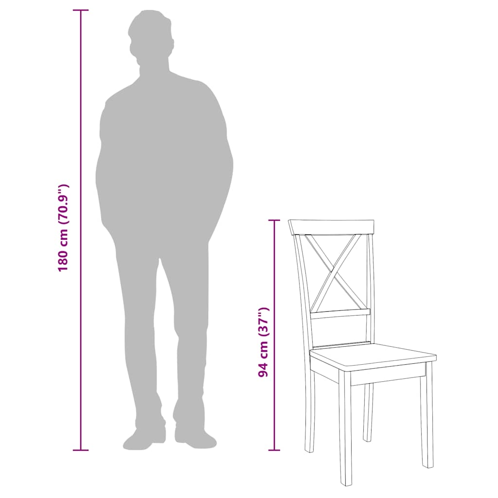 Chaises à manger 2 pcs blanc bois massif caoutchouc - XIOS