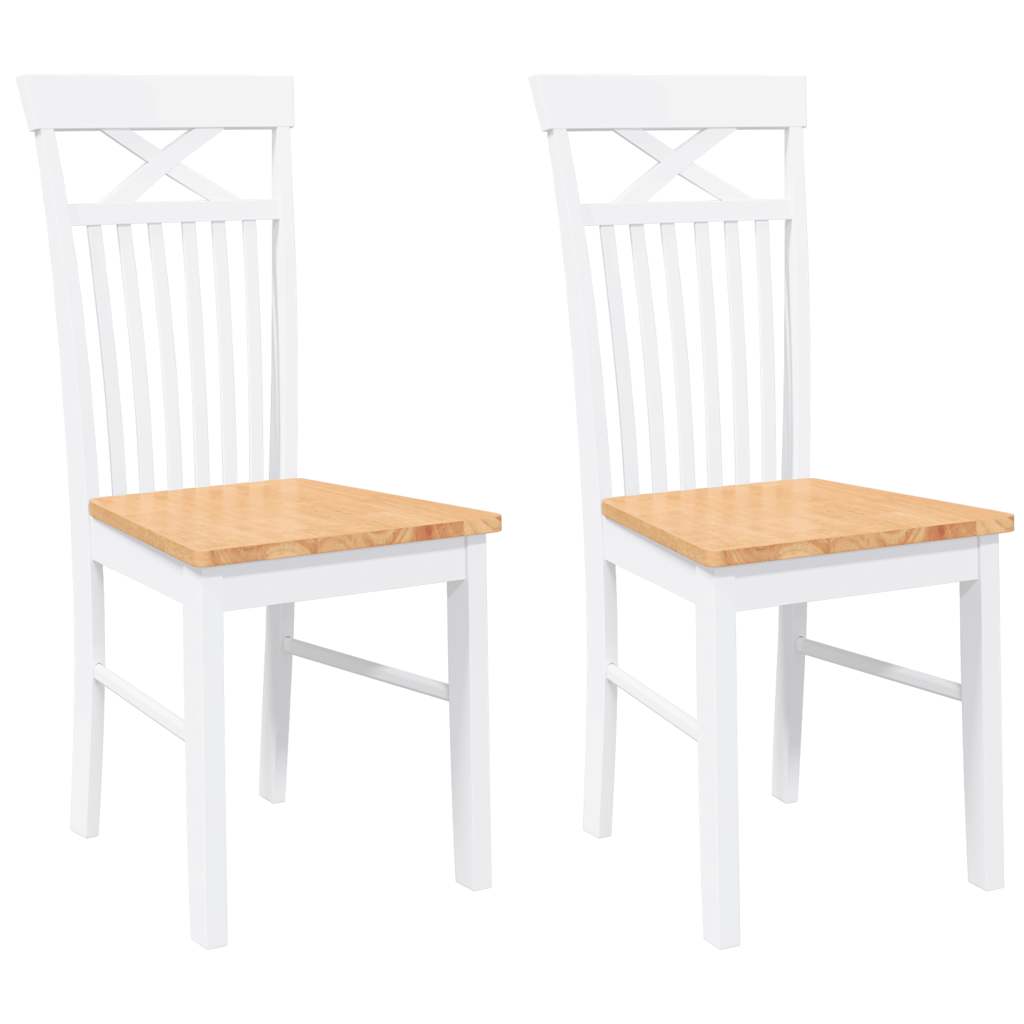 Chaises à manger 2 pcs blanc bois massif caoutchouc - XIOS