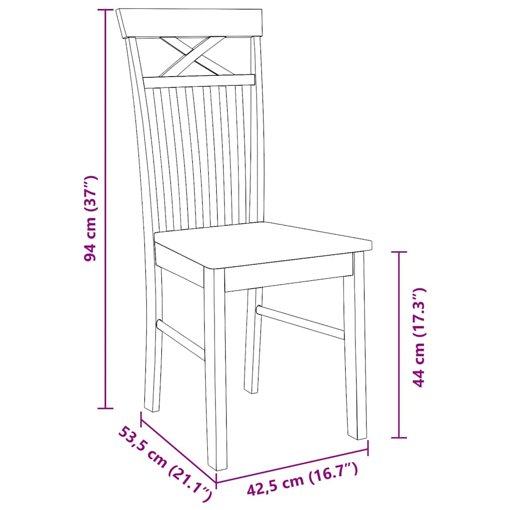 Chaises à manger 2 pcs blanc bois massif caoutchouc - XIOS