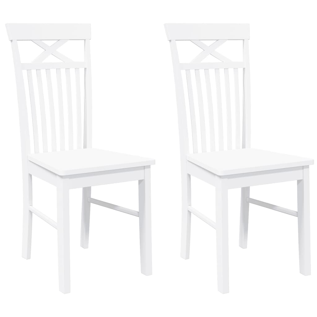 Chaises à manger 2 pcs blanc bois massif caoutchouc - XIOS