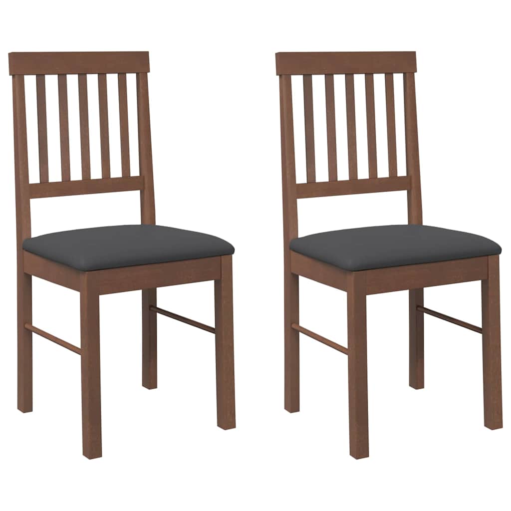 Chaises à manger coussins 2 pcs marron bois massif caoutchouc - XIOS