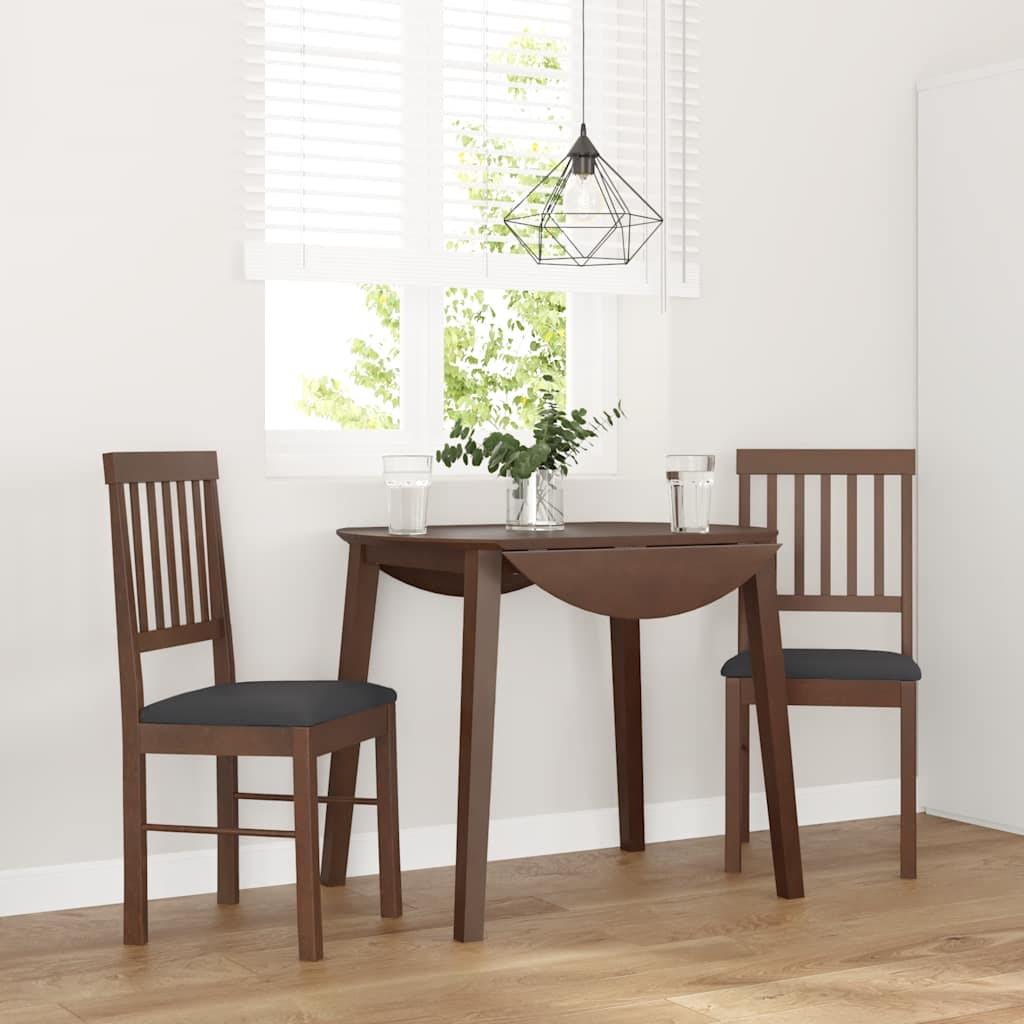 Chaises à manger coussins 2 pcs marron bois massif caoutchouc - XIOS
