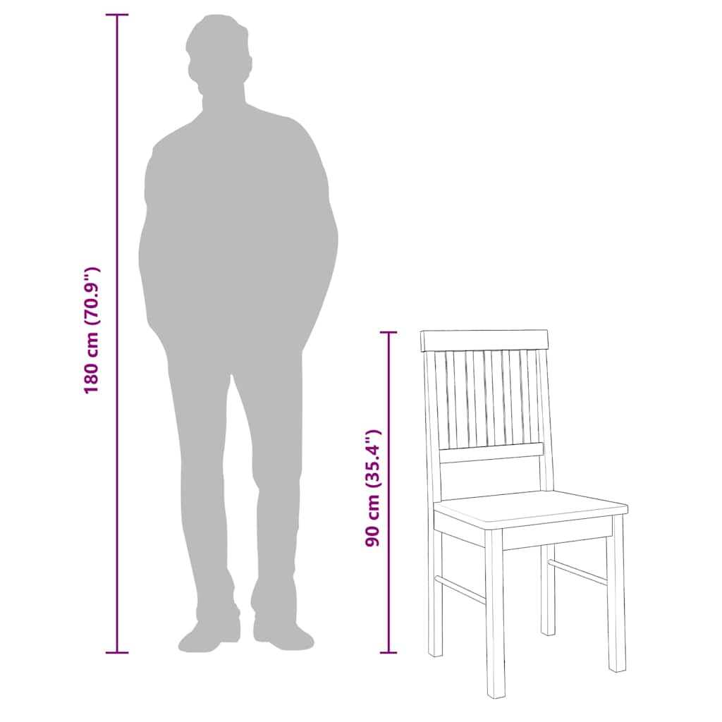 Chaises à manger 2 pcs bois massif caoutchouc - XIOS