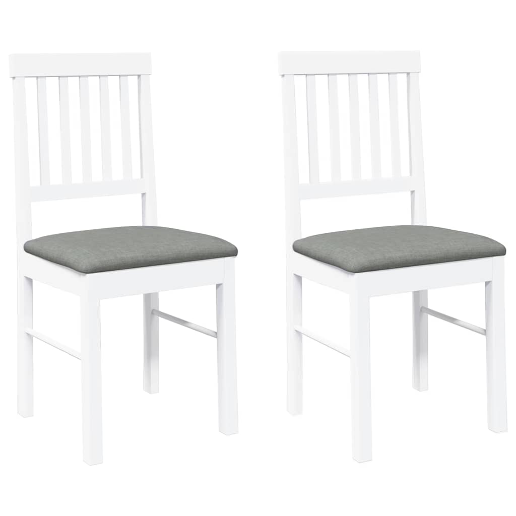 Chaises à manger coussins 2 pcs blanc bois massif caoutchouc - XIOS