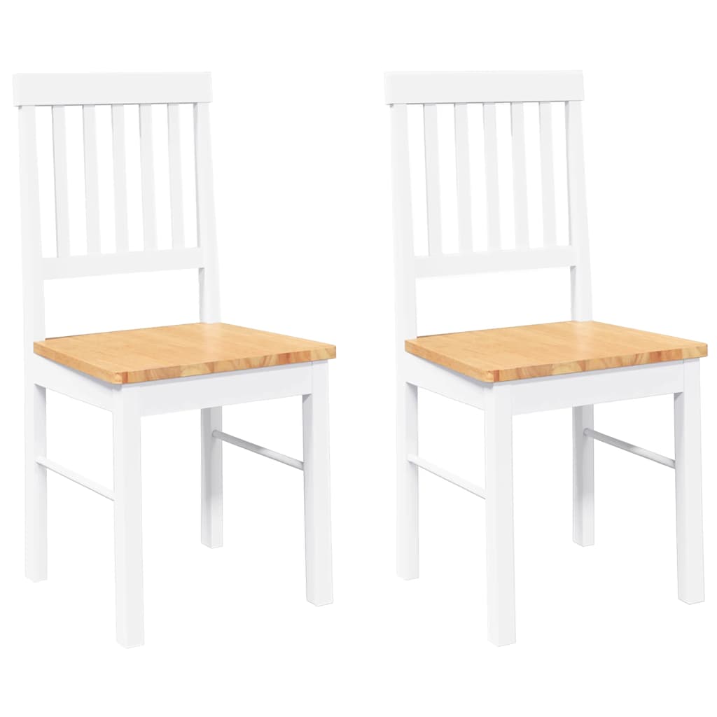 Chaises à manger 2 pcs blanc bois massif caoutchouc - XIOS