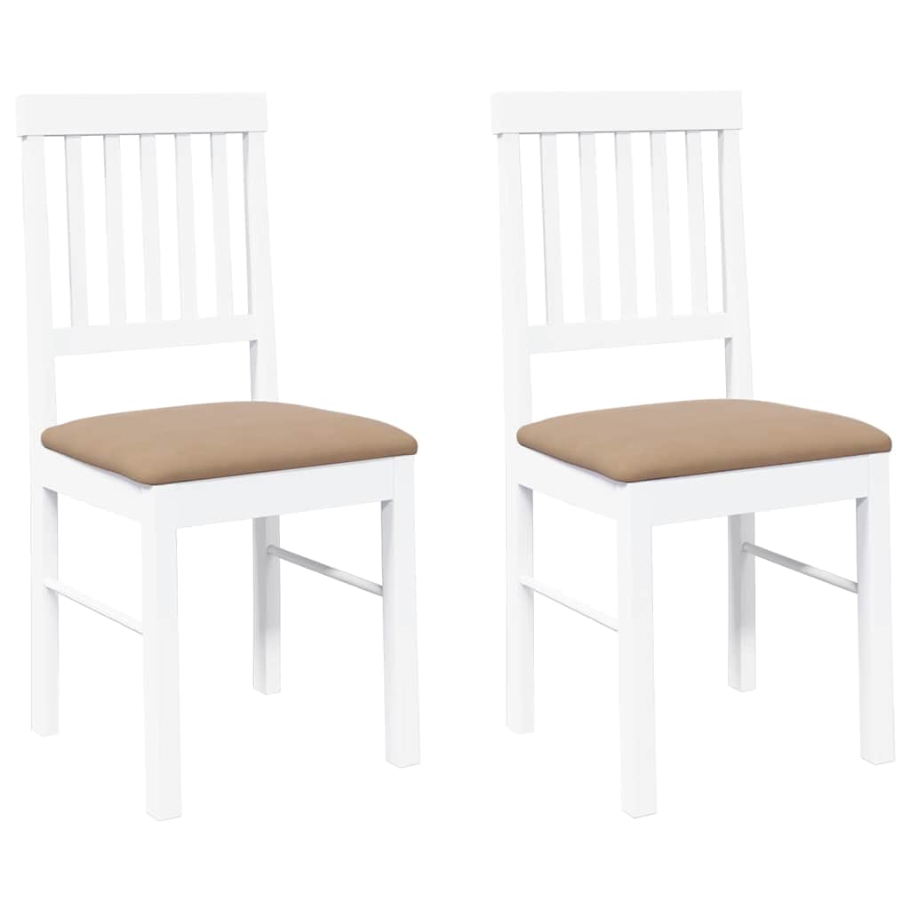 Chaises à manger coussins 2 pcs blanc bois massif caoutchouc - XIOS