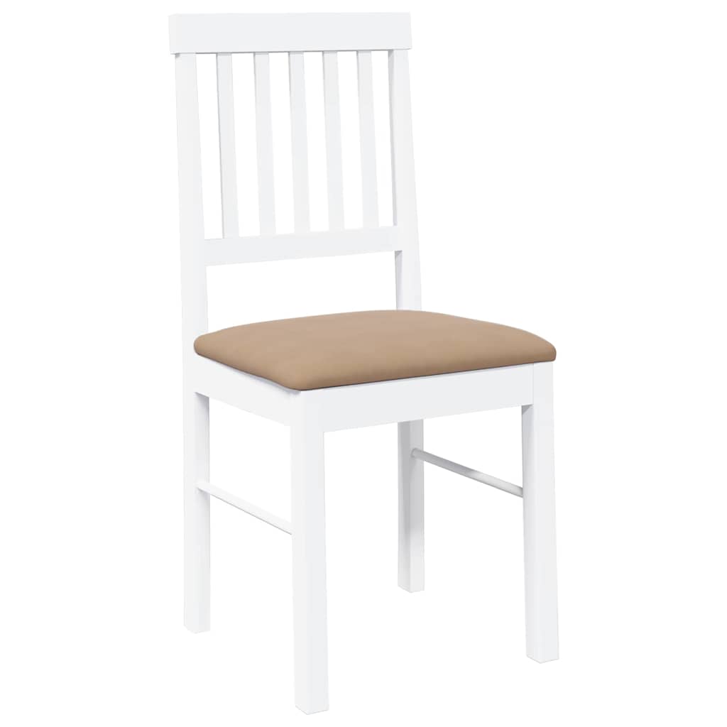 Chaises à manger coussins 2 pcs blanc bois massif caoutchouc - XIOS