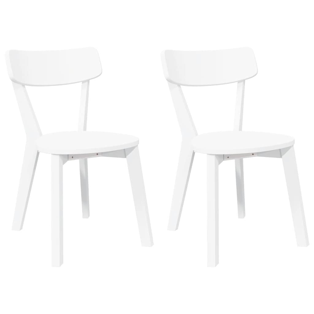 Chaises à manger 2 pcs blanc bois massif caoutchouc - XIOS