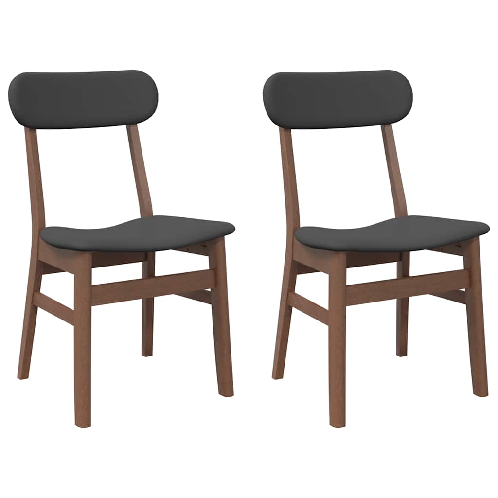 Chaises à manger coussins 2 pcs marron bois massif caoutchouc - XIOS